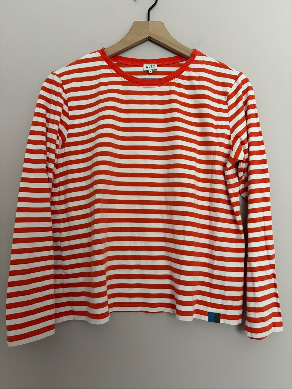 KULE Red & White Striped Long Sleeve Crewneck Medium